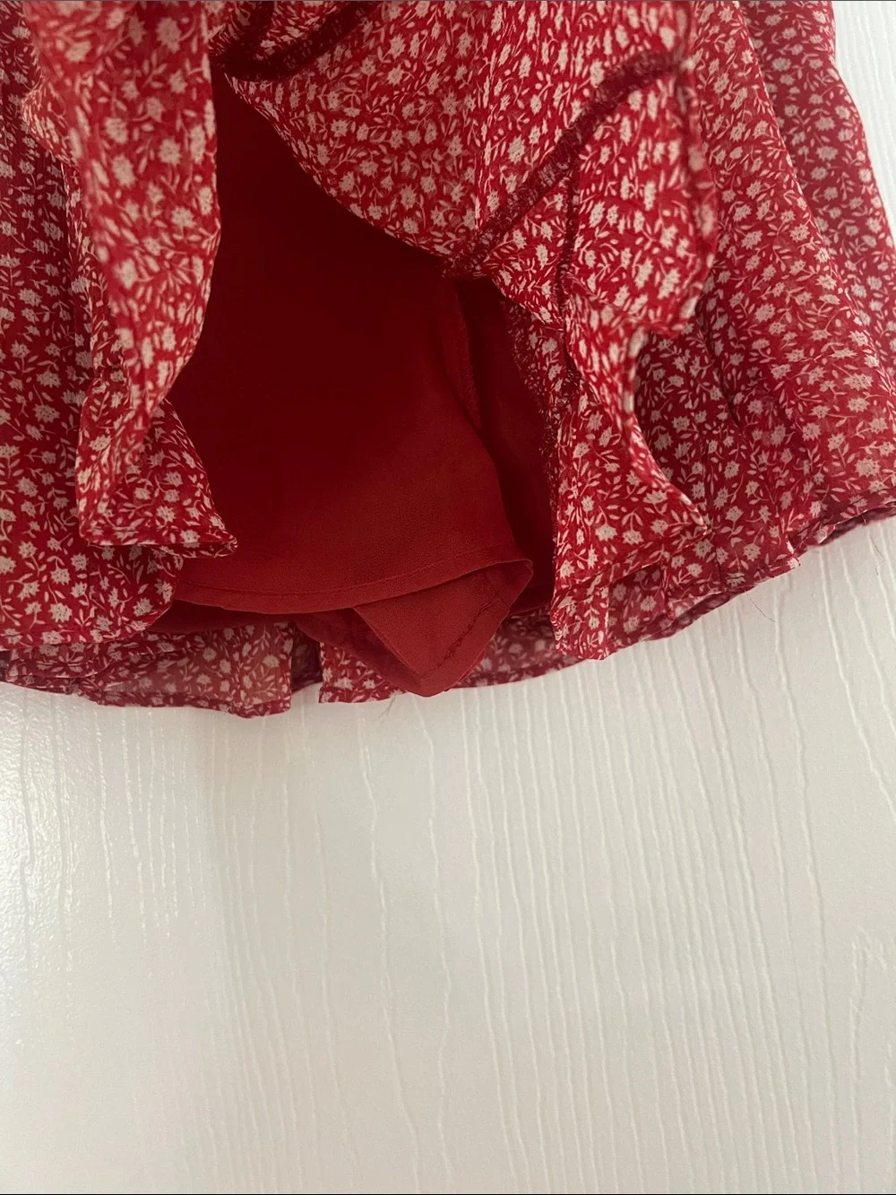 Vici Red Floral Skort with Ruffle Hem